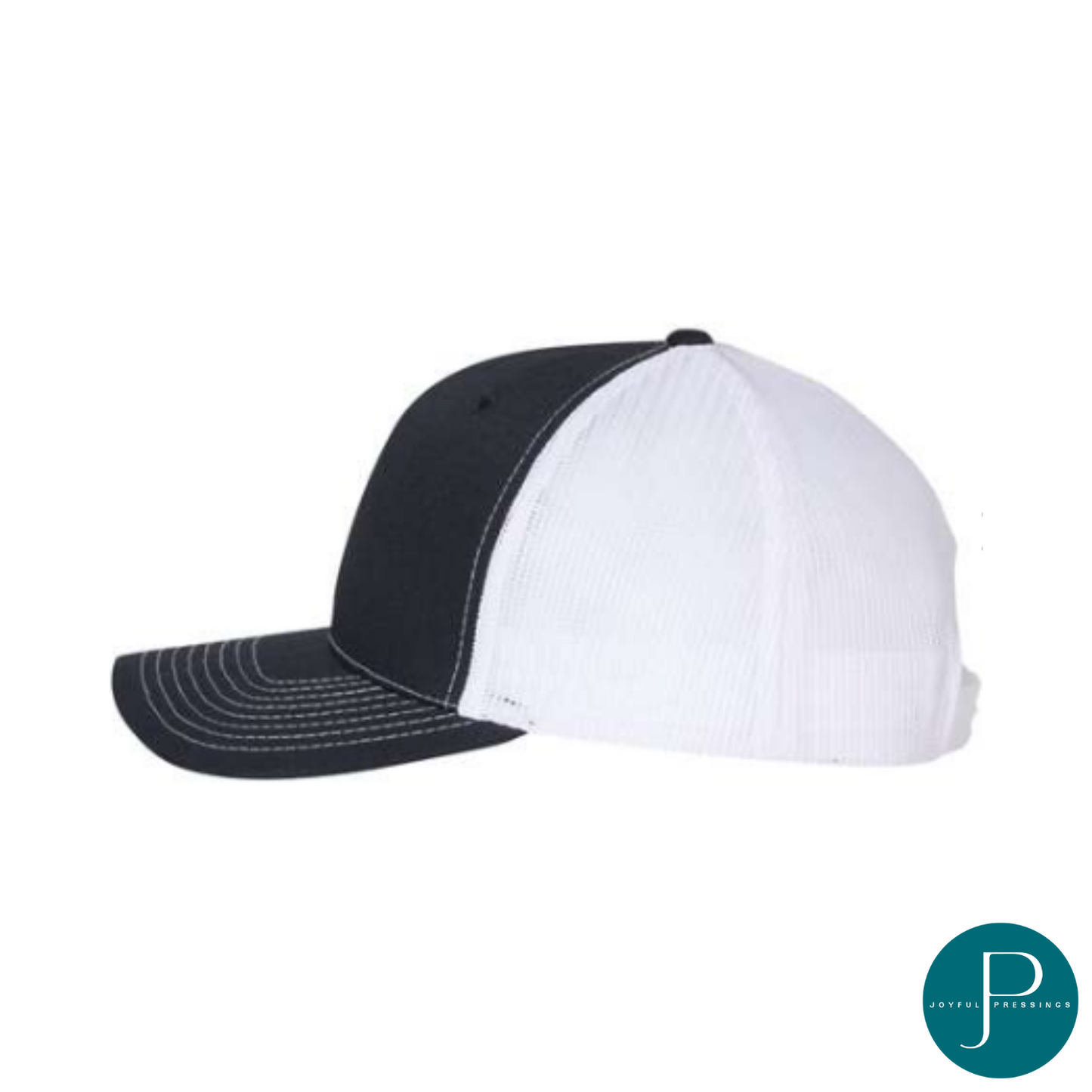 mockup of 4 Each Other navy/white hat - side view