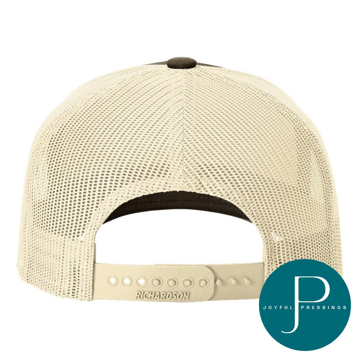 Beige mesh cap with Richardson branding on a white background