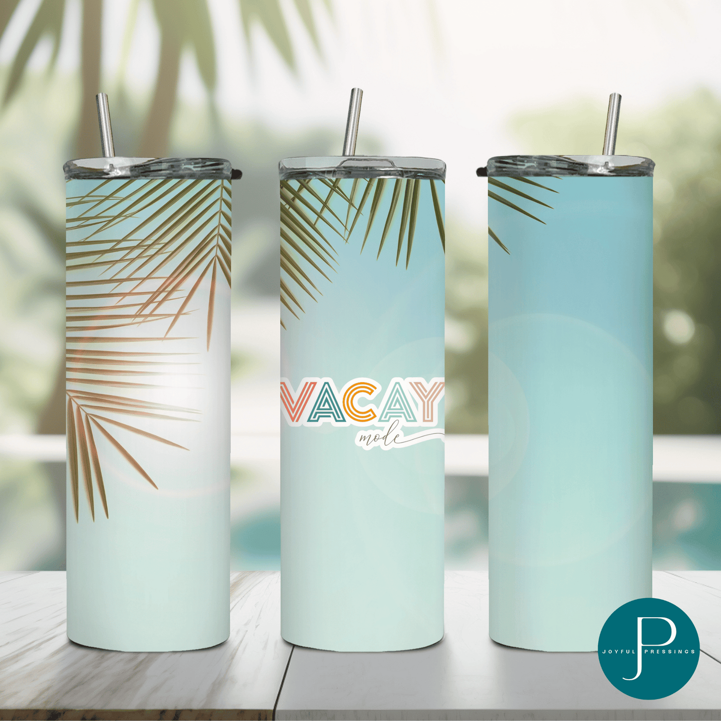 mockup of "Vacay Mode" tumbler