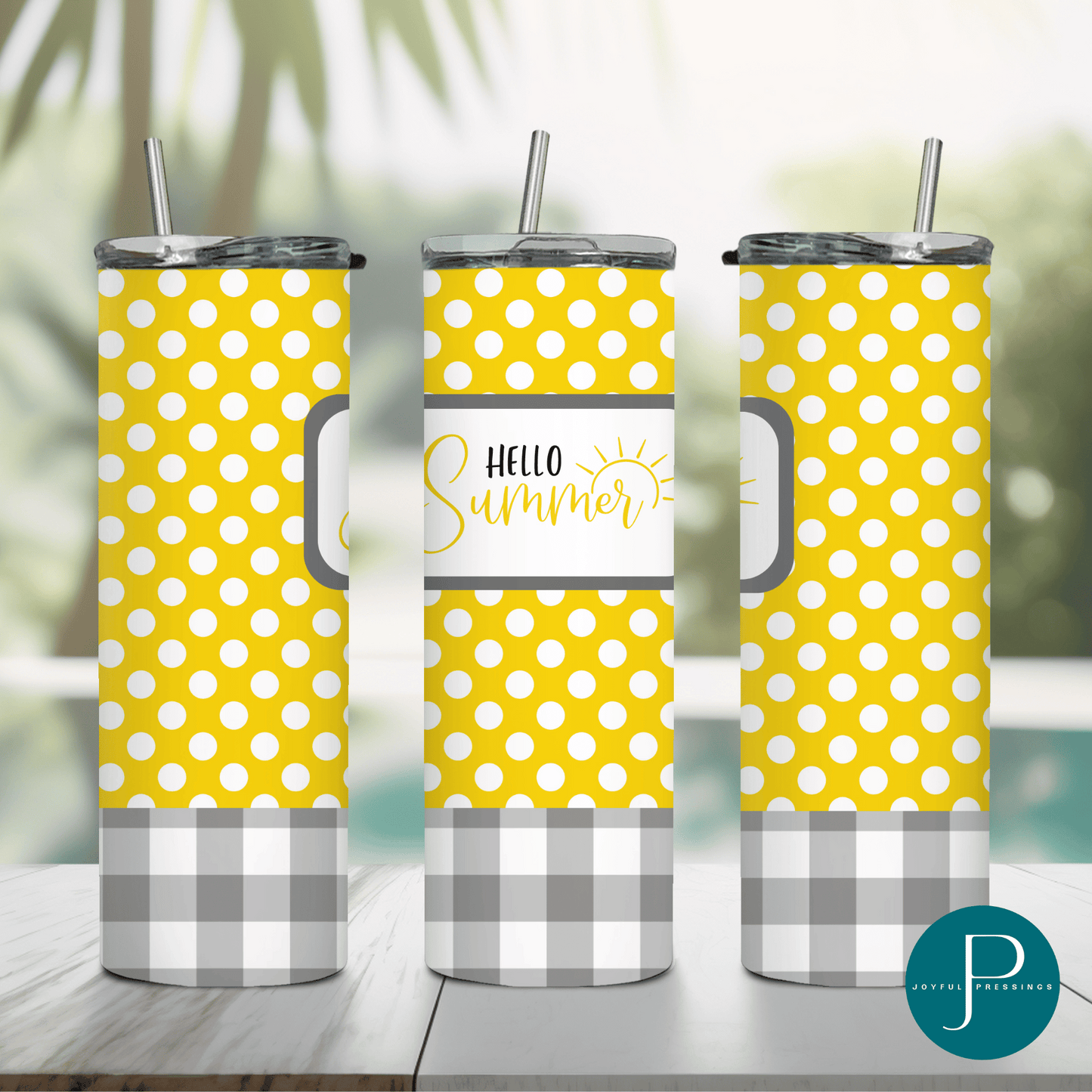 mockup of "Hello Summer" tumbler