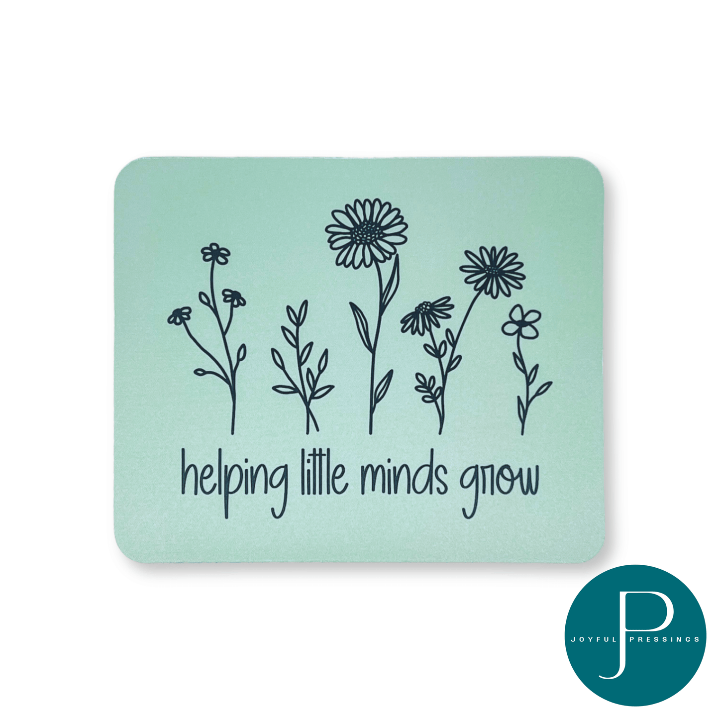 picture of helping little minds grow sage green mousepad