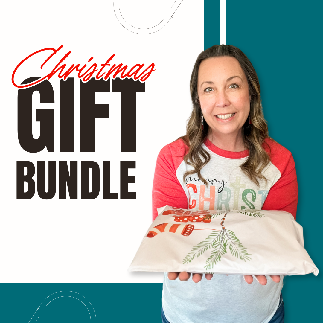 picture of model holding Christmas Gift Bundle