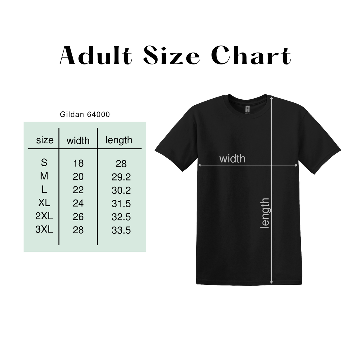 Gildan G640 size chart
