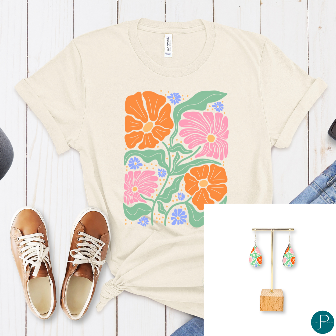 July 2024 club tee and earrings