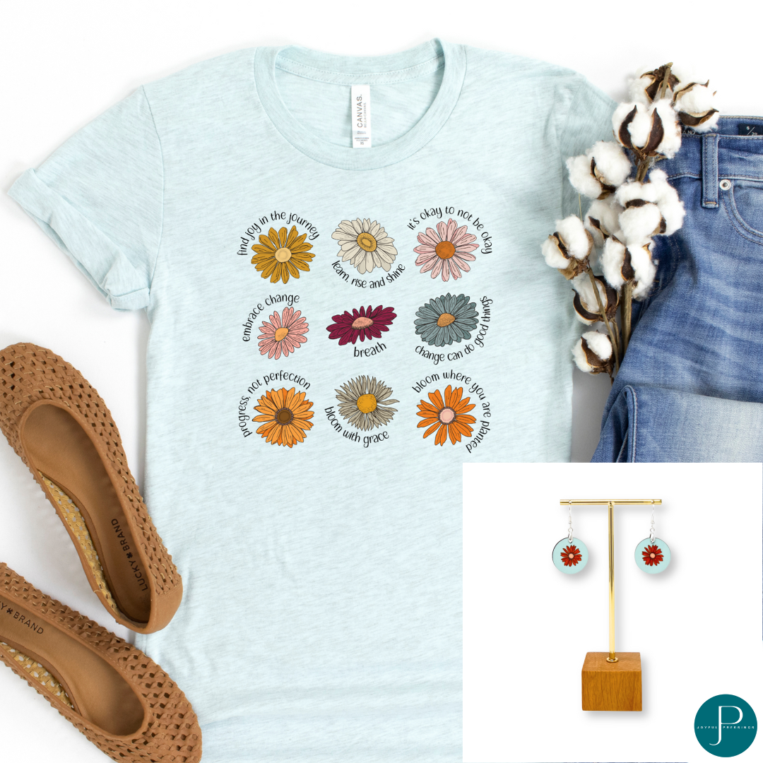 March 2025 club tee and earrings