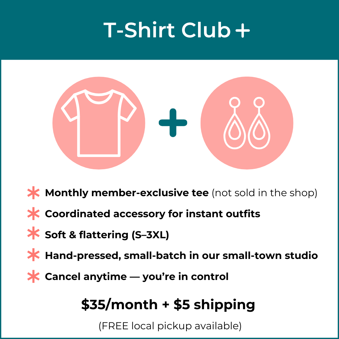 T-Shirt Club+ — monthly tee with coordinated accessory for easy, put-together outfits.