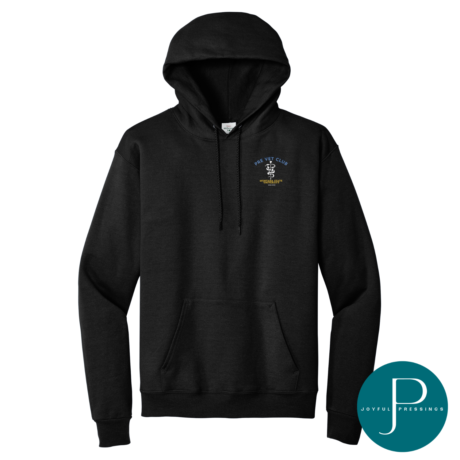 Pre Vet Club black hoodie with small logo on front.