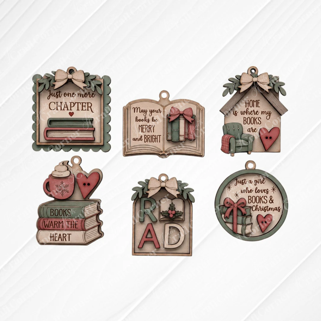 Book Lovers Ornaments - DIY holiday craft kit - Choice of 6