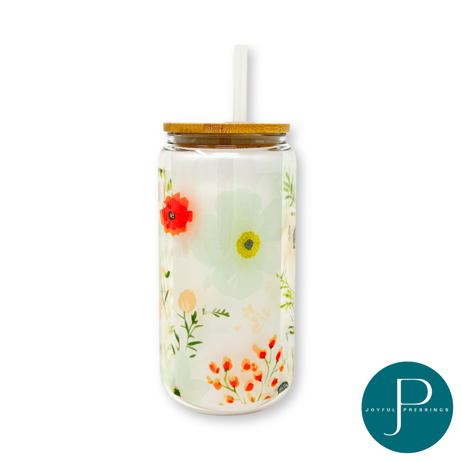 Product photo of spring floral glass  tumbler.