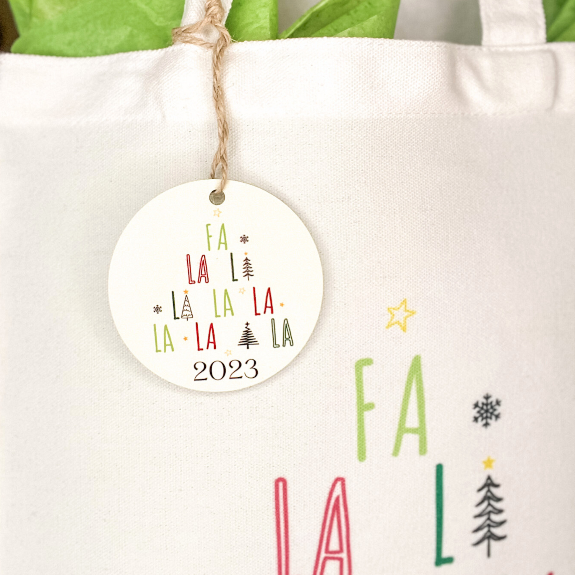 Picture of the front of the tag/ornament.
