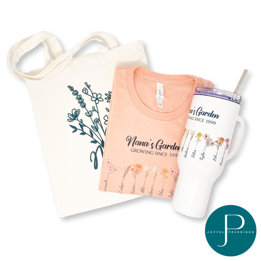 flatlay of nana's garden bundle in peach