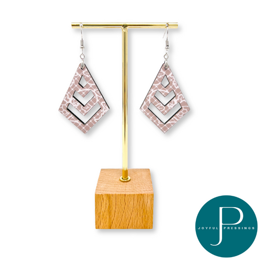 mockup of light pink lace macrame earrings.