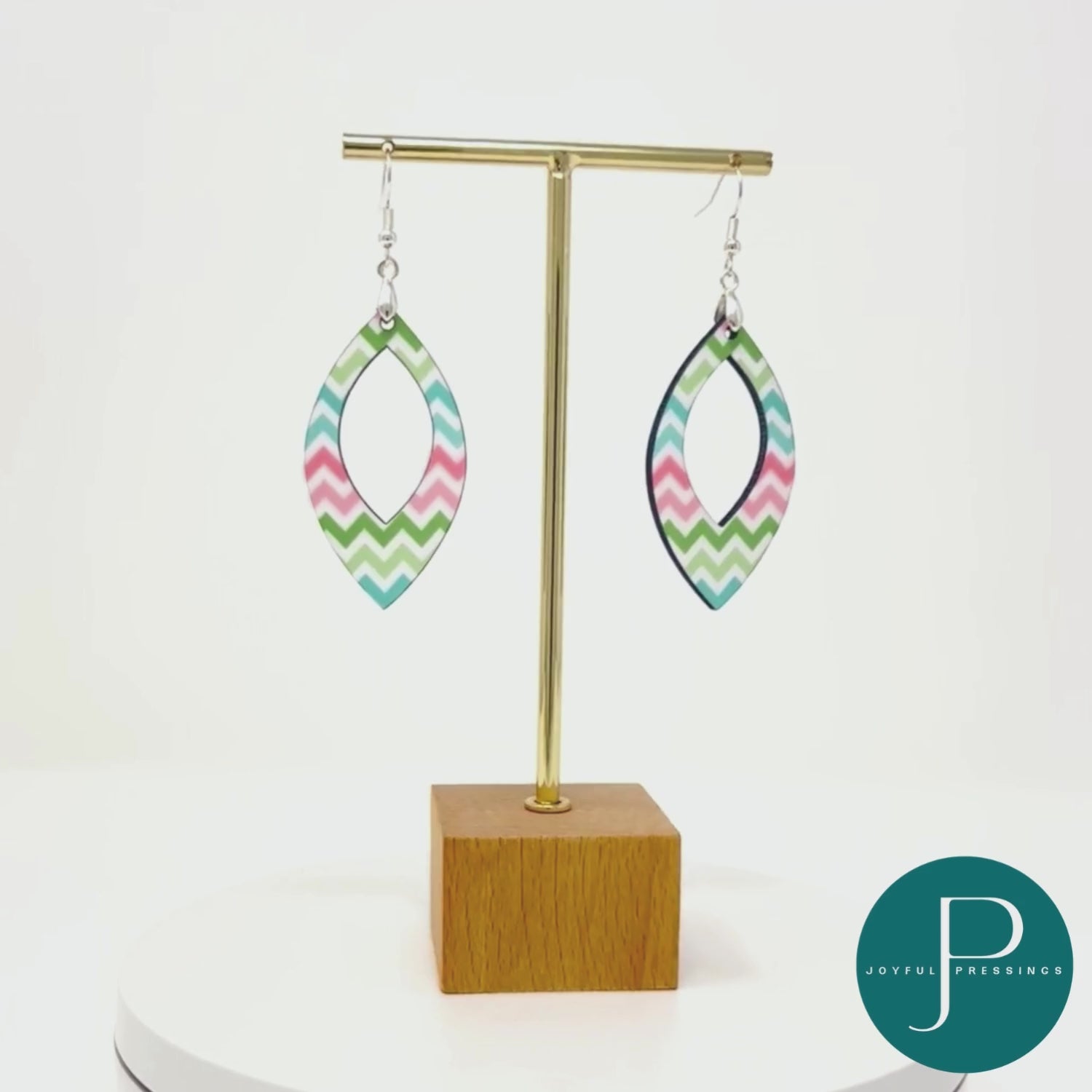 Video showcasing pastel chevron earrings.  